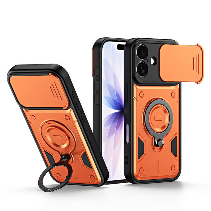 Funda para teléfono con soporte de anillo y cubierta deslizante para lente, For iPhone 17 Pro Max, For iPhone 17 Pro, For iPhone 17, For iPhone 16 Pro Max, For iPhone 16 Pro, For iPhone 16