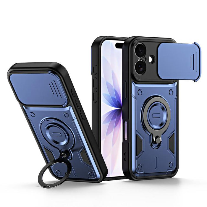 Funda para teléfono con soporte de anillo y cubierta deslizante para lente, For iPhone 17 Pro Max, For iPhone 17 Pro, For iPhone 17, For iPhone 16 Pro Max, For iPhone 16 Pro, For iPhone 16