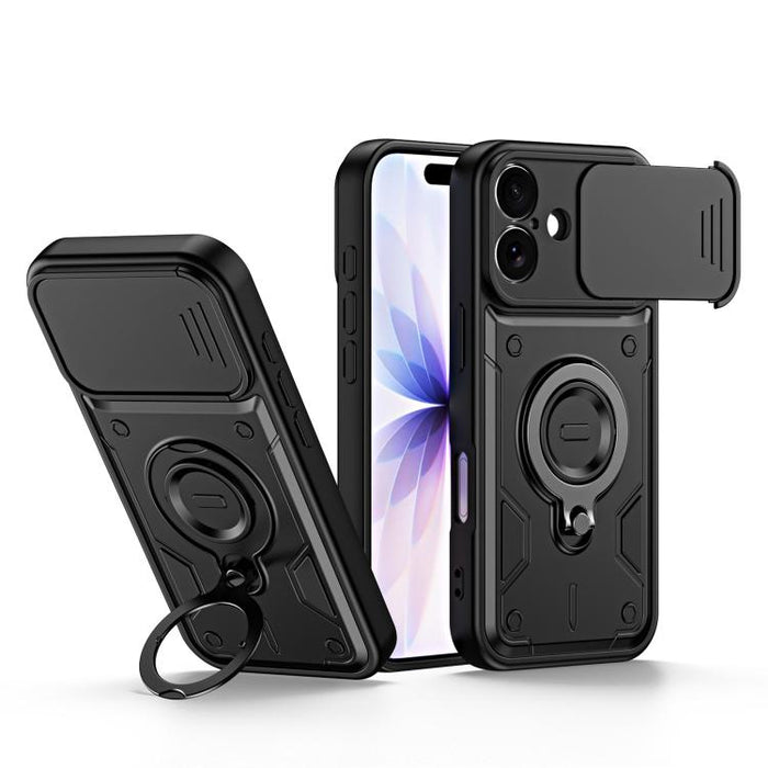 Funda para teléfono con soporte de anillo y cubierta deslizante para lente, For iPhone 17 Pro Max, For iPhone 17 Pro, For iPhone 17, For iPhone 16 Pro Max, For iPhone 16 Pro, For iPhone 16