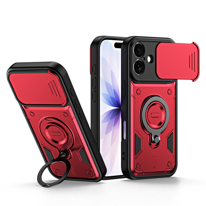 Funda para teléfono con soporte de anillo y cubierta deslizante para lente, For iPhone 17 Pro Max, For iPhone 17 Pro, For iPhone 17, For iPhone 16 Pro Max, For iPhone 16 Pro, For iPhone 16