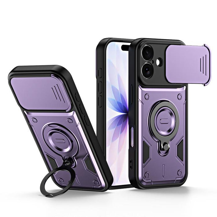 Funda para teléfono con soporte de anillo y cubierta deslizante para lente, For iPhone 17 Pro Max, For iPhone 17 Pro, For iPhone 17, For iPhone 16 Pro Max, For iPhone 16 Pro, For iPhone 16