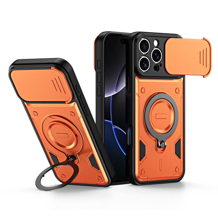 Funda para teléfono con soporte de anillo y cubierta deslizante para lente, For iPhone 17 Pro Max, For iPhone 17 Pro, For iPhone 17, For iPhone 16 Pro Max, For iPhone 16 Pro, For iPhone 16