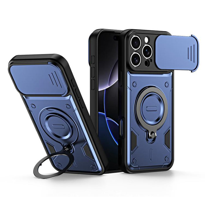 Funda para teléfono con soporte de anillo y cubierta deslizante para lente, For iPhone 17 Pro Max, For iPhone 17 Pro, For iPhone 17, For iPhone 16 Pro Max, For iPhone 16 Pro, For iPhone 16