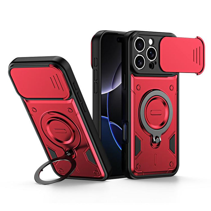 Funda para teléfono con soporte de anillo y cubierta deslizante para lente, For iPhone 17 Pro Max, For iPhone 17 Pro, For iPhone 17, For iPhone 16 Pro Max, For iPhone 16 Pro, For iPhone 16