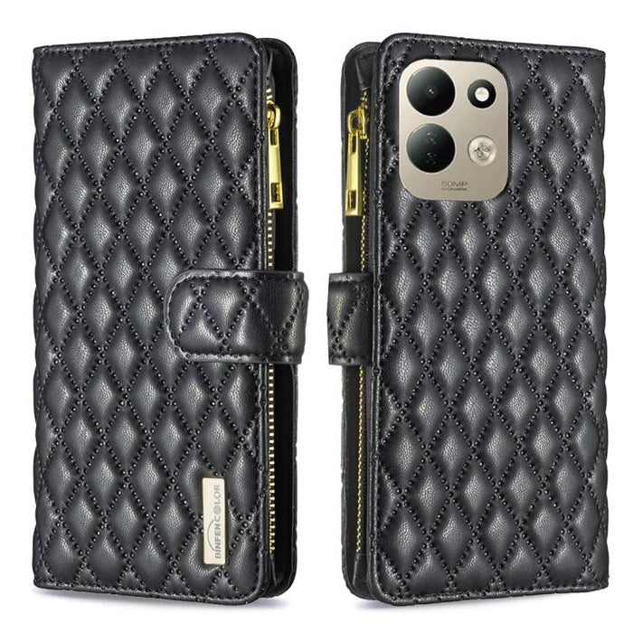 Cartera de piel con cremallera y diseño de celosía de diamantes, For Redmi K90 Max 5G