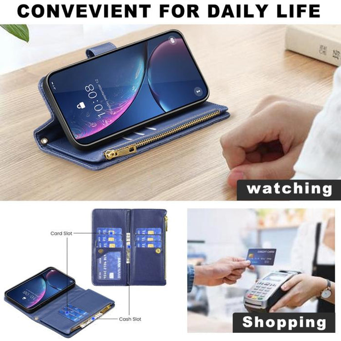 Cartera de piel con cremallera y diseño de celosía de diamantes, For Redmi K90 Max 5G