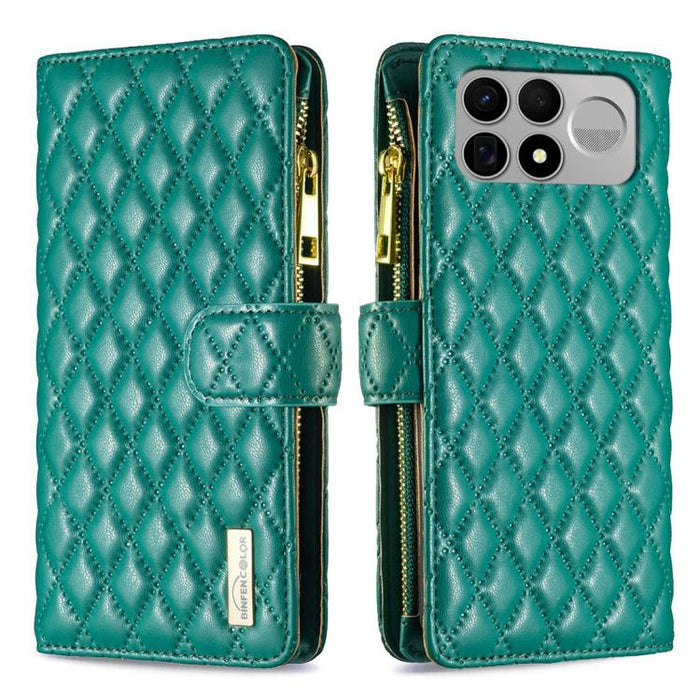 Cartera de piel con cremallera y diseño de celosía de diamantes, For Redmi K90 Max 5G