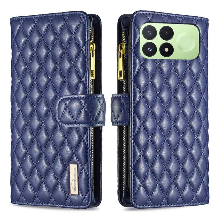 Cartera de piel con cremallera y diseño de celosía de diamantes, For Redmi K90 Max 5G