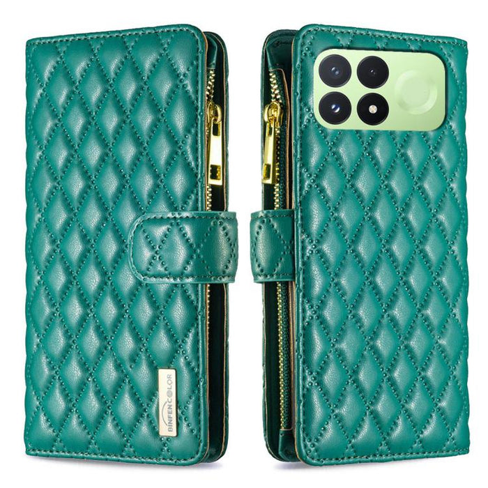 Cartera de piel con cremallera y diseño de celosía de diamantes, For Redmi K90 Max 5G