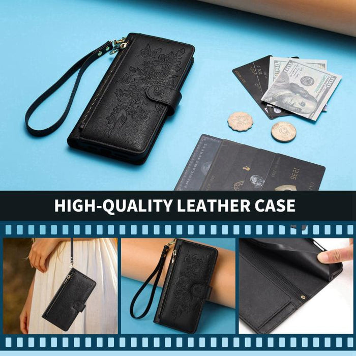 Cartera con cremallera y estampado de mariposas y flores, funda para teléfono de piel vegana con correa., For Redmi 15a 5G, For Redmi Turbo 5 Max / Poco X8 Pro Max, For Redmi Turbo 5 / Poco X8 Pro 5G, For Redmi Note 15 Pro+ Global 163.3mm              ...