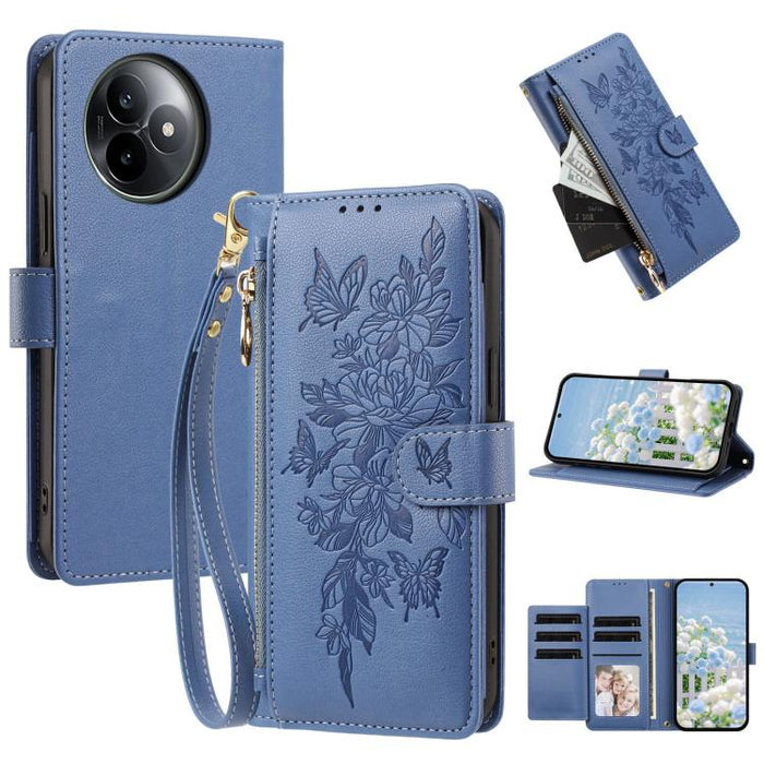 Cartera con cremallera y estampado de mariposas y flores, funda para teléfono de piel vegana con correa., For Redmi 15a 5G, For Redmi Turbo 5 Max / Poco X8 Pro Max, For Redmi Turbo 5 / Poco X8 Pro 5G, For Redmi Note 15 Pro+ Global 163.3mm              ...