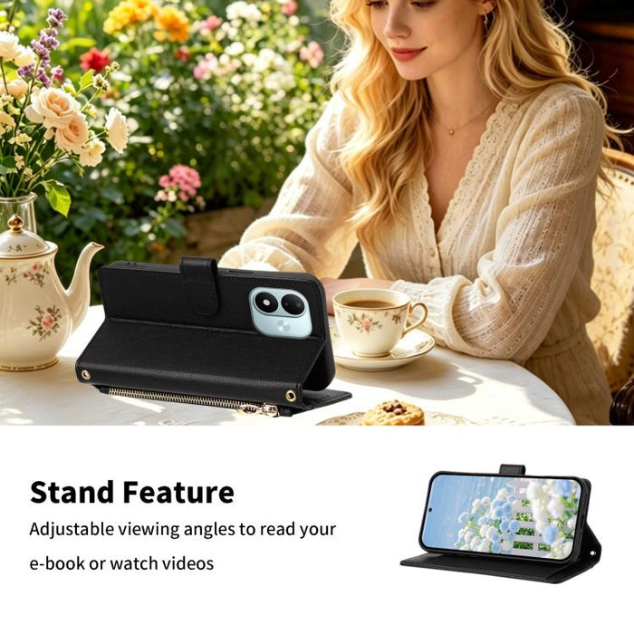 Cartera con cremallera y estampado de mariposas y flores, funda para teléfono de piel vegana con correa., For Redmi 15a 5G, For Redmi Turbo 5 Max / Poco X8 Pro Max, For Redmi Turbo 5 / Poco X8 Pro 5G, For Redmi Note 15 Pro+ Global 163.3mm              ...