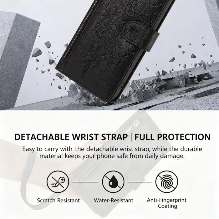 Cartera con cremallera y estampado de mariposas y flores, funda para teléfono de piel vegana con correa., For Redmi 15a 5G, For Redmi Turbo 5 Max / Poco X8 Pro Max, For Redmi Turbo 5 / Poco X8 Pro 5G, For Redmi Note 15 Pro+ Global 163.3mm              ...