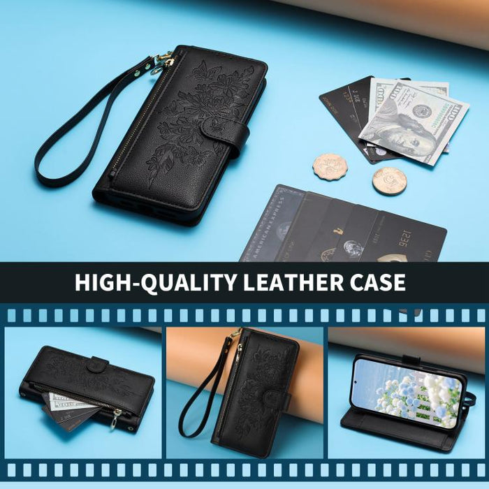 Cartera con cremallera y estampado de mariposas y flores, funda para teléfono de piel vegana con correa., For Redmi 15a 5G, For Redmi Turbo 5 Max / Poco X8 Pro Max, For Redmi Turbo 5 / Poco X8 Pro 5G, For Redmi Note 15 Pro+ Global 163.3mm              ...