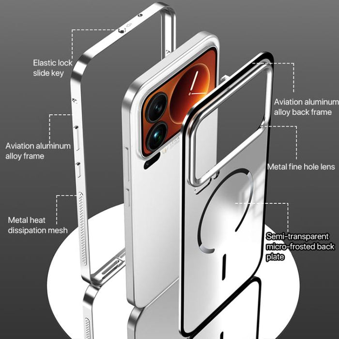 Funda para teléfono MagSafe de un solo lado con cierre a presión, marco metálico y acabado mate., For Xiaomi 17 Max 5G