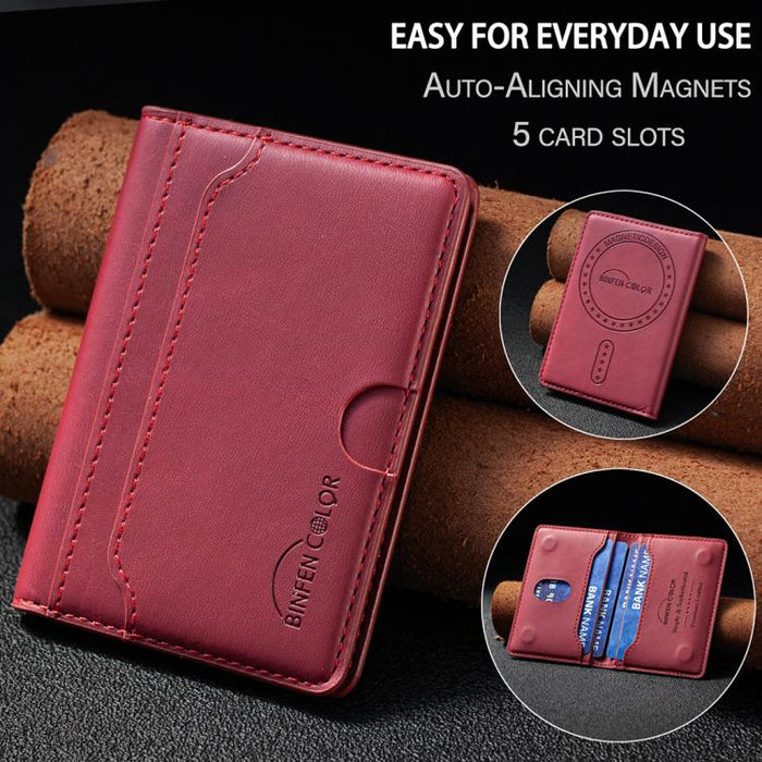 Cartera magnética y tarjetero BINFEN COLOR BFK39 de piel vegana con textura de becerro