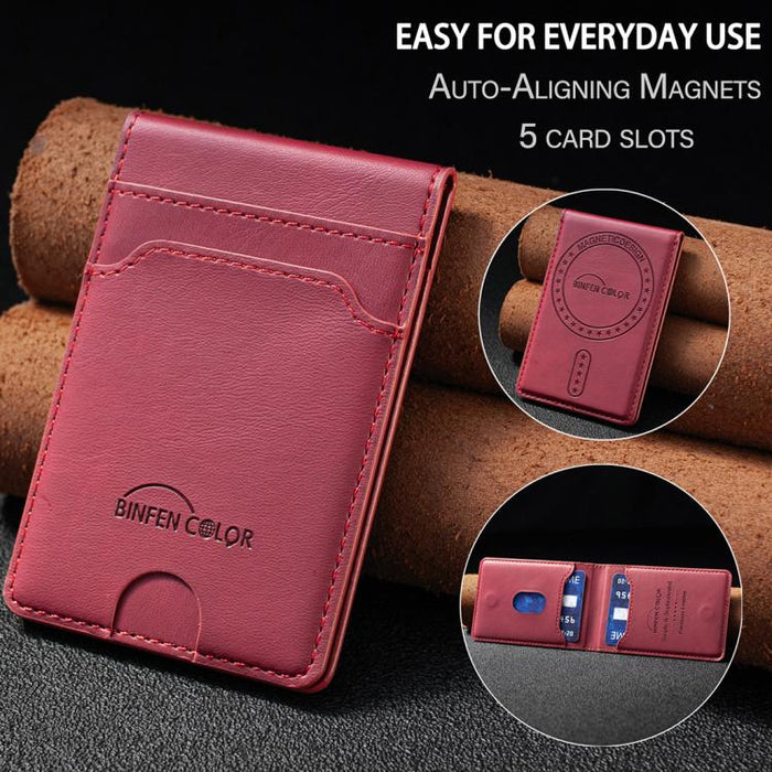 Cartera magnética y tarjetero BINFEN COLOR BFK40 de piel vegana con textura de becerro