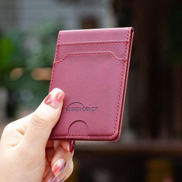 Cartera magnética y tarjetero BINFEN COLOR BFK40 de piel vegana con textura de becerro