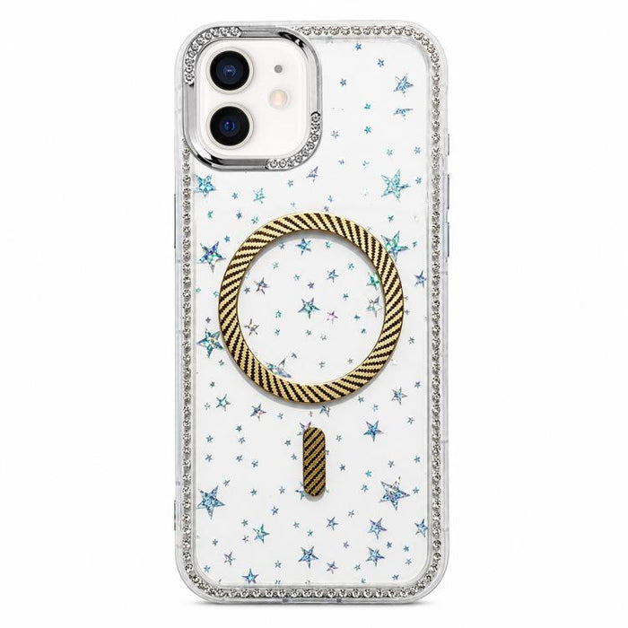 Funda para teléfono con anillo magnético de fibra de carbono y diamantes de imitación con diseño de estrella, For iPhone 12, For iPhone 12 Pro Max, For iPhone 12 Pro, For iPhone 11 Pro Max, For iPhone 11