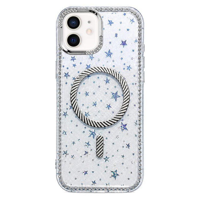 Funda para teléfono con anillo magnético de fibra de carbono y diamantes de imitación con diseño de estrella, For iPhone 12, For iPhone 12 Pro Max, For iPhone 12 Pro, For iPhone 11 Pro Max, For iPhone 11