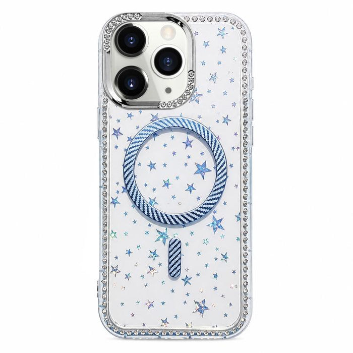 Funda para teléfono con anillo magnético de fibra de carbono y diamantes de imitación con diseño de estrella, For iPhone 12, For iPhone 12 Pro Max, For iPhone 12 Pro, For iPhone 11 Pro Max, For iPhone 11