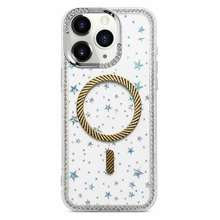 Funda para teléfono con anillo magnético de fibra de carbono y diamantes de imitación con diseño de estrella, For iPhone 12, For iPhone 12 Pro Max, For iPhone 12 Pro, For iPhone 11 Pro Max, For iPhone 11