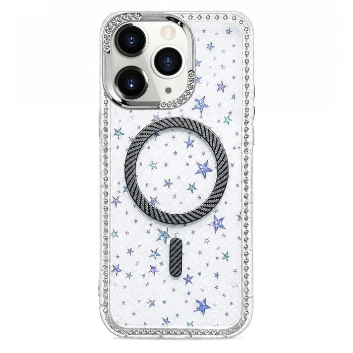 Funda para teléfono con anillo magnético de fibra de carbono y diamantes de imitación con diseño de estrella, For iPhone 12, For iPhone 12 Pro Max, For iPhone 12 Pro, For iPhone 11 Pro Max, For iPhone 11