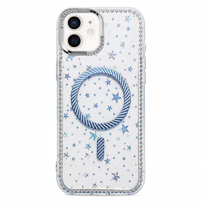 Funda para teléfono con anillo magnético de fibra de carbono y diamantes de imitación con diseño de estrella, For iPhone 12, For iPhone 12 Pro Max, For iPhone 12 Pro, For iPhone 11 Pro Max, For iPhone 11