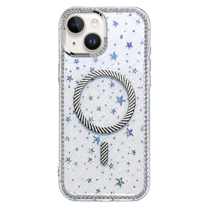 Funda para teléfono con anillo magnético de fibra de carbono y diamantes de imitación con diseño de estrella, For iPhone 17e / 16e, For iPhone 17 Pro Max, For iPhone 17 Pro, For iPhone 17, For iPhone 16 Pro Max, For iPhone 16 Pro, For iPhone 16 Plus   ...