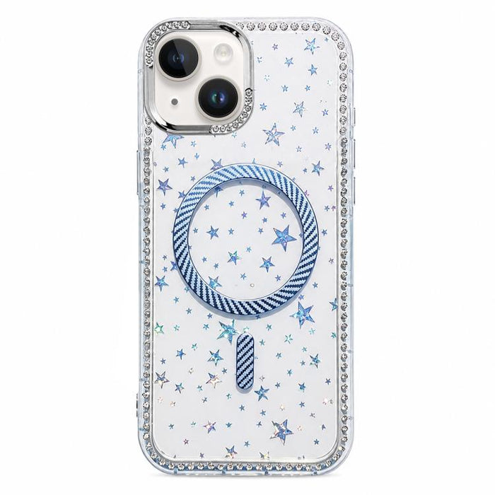 Funda para teléfono con anillo magnético de fibra de carbono y diamantes de imitación con diseño de estrella, For iPhone 17e / 16e, For iPhone 17 Pro Max, For iPhone 17 Pro, For iPhone 17, For iPhone 16 Pro Max, For iPhone 16 Pro, For iPhone 16 Plus   ...