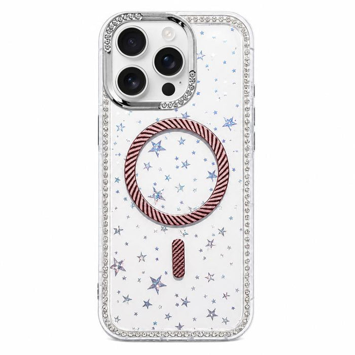 Funda para teléfono con anillo magnético de fibra de carbono y diamantes de imitación con diseño de estrella, For iPhone 17e / 16e, For iPhone 17 Pro Max, For iPhone 17 Pro, For iPhone 17, For iPhone 16 Pro Max, For iPhone 16 Pro, For iPhone 16 Plus   ...