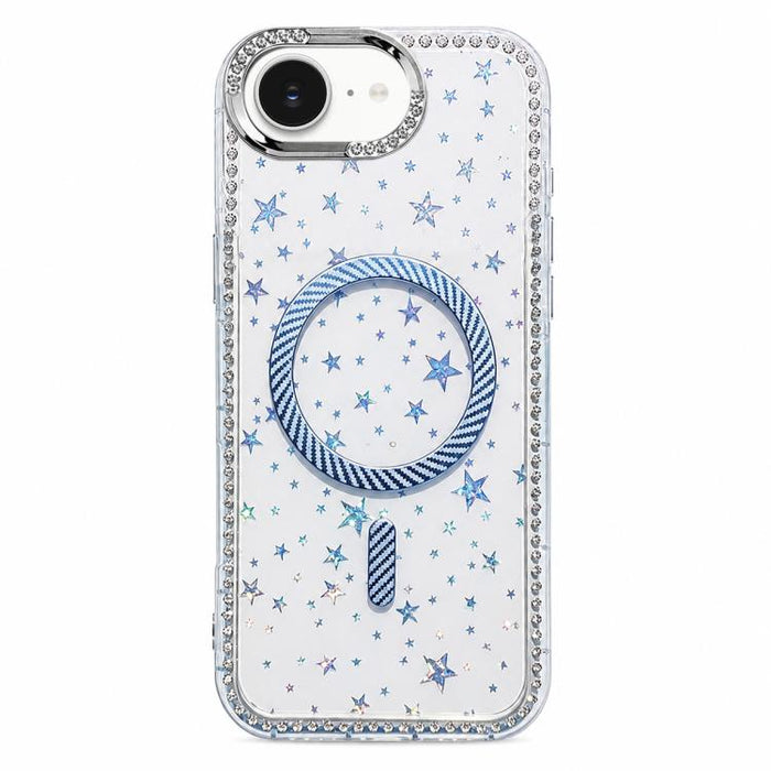 Funda para teléfono con anillo magnético de fibra de carbono y diamantes de imitación con diseño de estrella, For iPhone 17e / 16e, For iPhone 17 Pro Max, For iPhone 17 Pro, For iPhone 17, For iPhone 16 Pro Max, For iPhone 16 Pro, For iPhone 16 Plus   ...