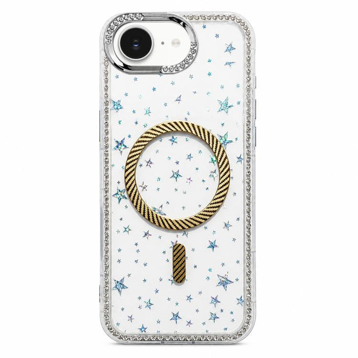 Funda para teléfono con anillo magnético de fibra de carbono y diamantes de imitación con diseño de estrella, For iPhone 17e / 16e, For iPhone 17 Pro Max, For iPhone 17 Pro, For iPhone 17, For iPhone 16 Pro Max, For iPhone 16 Pro, For iPhone 16 Plus   ...