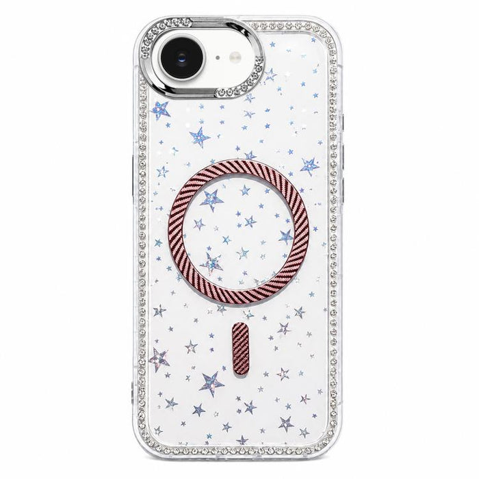Funda para teléfono con anillo magnético de fibra de carbono y diamantes de imitación con diseño de estrella, For iPhone 17e / 16e, For iPhone 17 Pro Max, For iPhone 17 Pro, For iPhone 17, For iPhone 16 Pro Max, For iPhone 16 Pro, For iPhone 16 Plus   ...
