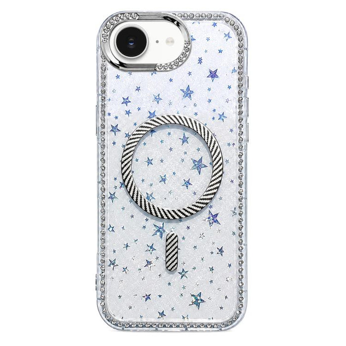 Funda para teléfono con anillo magnético de fibra de carbono y diamantes de imitación con diseño de estrella, For iPhone 17e / 16e, For iPhone 17 Pro Max, For iPhone 17 Pro, For iPhone 17, For iPhone 16 Pro Max, For iPhone 16 Pro, For iPhone 16 Plus   ...