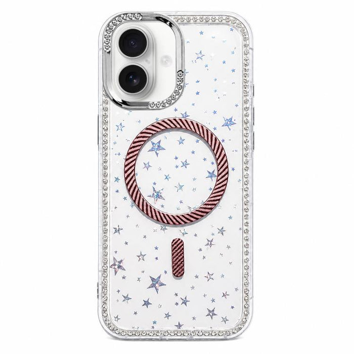 Funda para teléfono con anillo magnético de fibra de carbono y diamantes de imitación con diseño de estrella, For iPhone 17e / 16e, For iPhone 17 Pro Max, For iPhone 17 Pro, For iPhone 17, For iPhone 16 Pro Max, For iPhone 16 Pro, For iPhone 16 Plus   ...