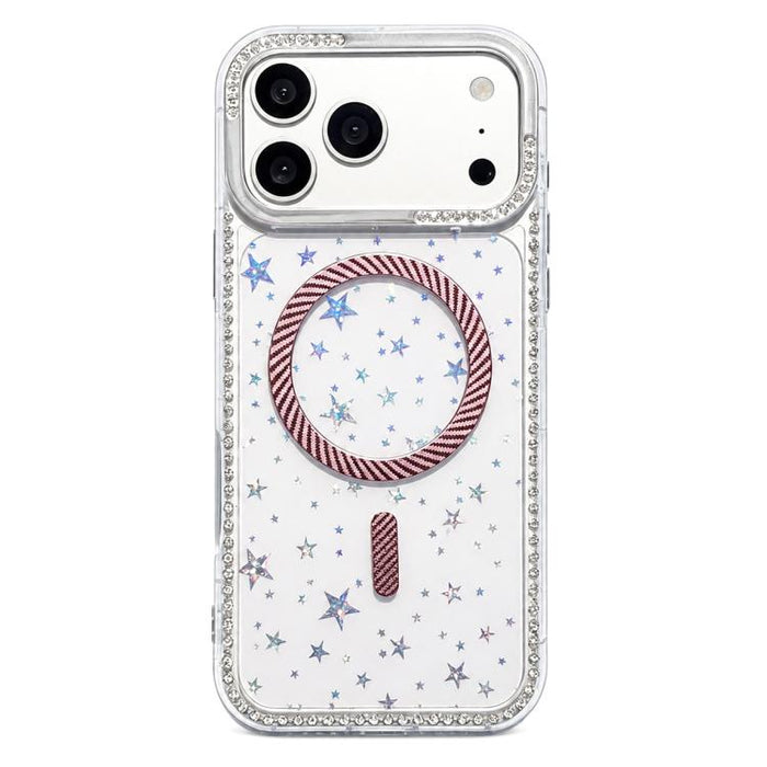 Funda para teléfono con anillo magnético de fibra de carbono y diamantes de imitación con diseño de estrella, For iPhone 17e / 16e, For iPhone 17 Pro Max, For iPhone 17 Pro, For iPhone 17, For iPhone 16 Pro Max, For iPhone 16 Pro, For iPhone 16 Plus   ...