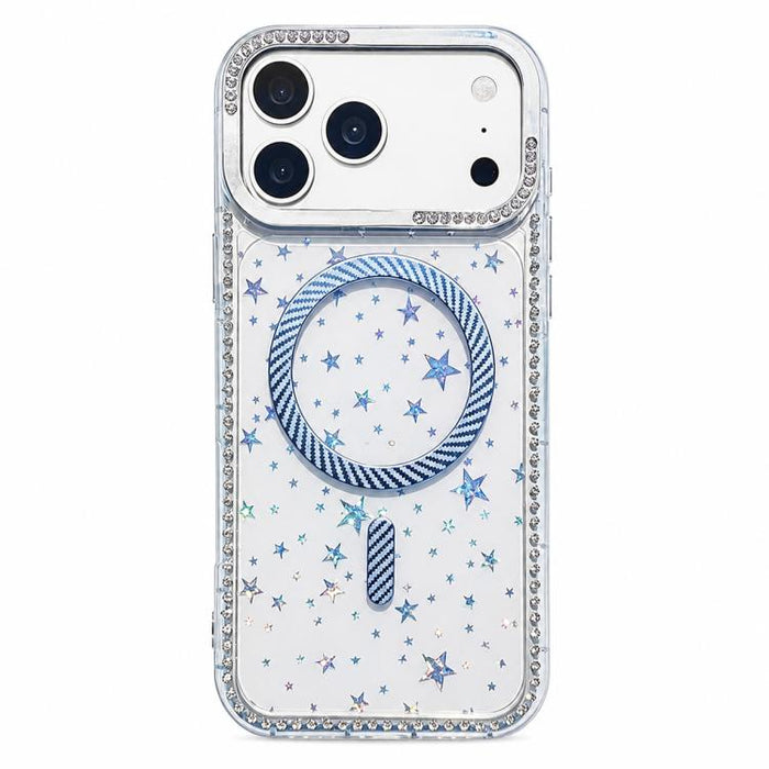 Funda para teléfono con anillo magnético de fibra de carbono y diamantes de imitación con diseño de estrella, For iPhone 17e / 16e, For iPhone 17 Pro Max, For iPhone 17 Pro, For iPhone 17, For iPhone 16 Pro Max, For iPhone 16 Pro, For iPhone 16 Plus   ...