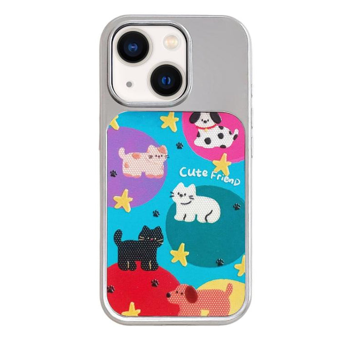 Funda para teléfono con marco plateado galvanizado y relieve brillante, For iPhone 16, For iPhone 15 Pro Max, For iPhone 15 Pro, For iPhone 15, For iPhone 13 / 14