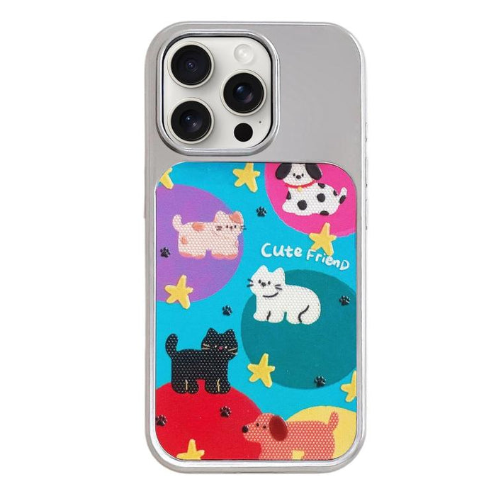 Funda para teléfono con marco plateado galvanizado y relieve brillante, For iPhone 16, For iPhone 15 Pro Max, For iPhone 15 Pro, For iPhone 15, For iPhone 13 / 14