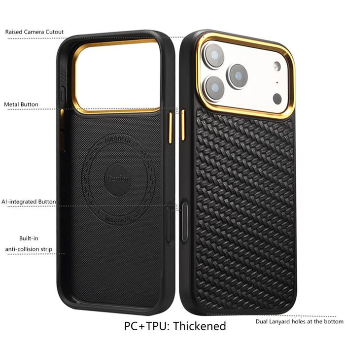 Funda para teléfono Denior A26+1 con textura de sarga tejida en cuero., For iPhone 17 Pro Max, For iPhone 17 Pro, For iPhone 16 Pro Max, For iPhone 16 Pro, For iPhone 15 Pro Max, For iPhone 15 Pro