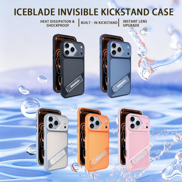 Funda para teléfono Ice Peak con soporte invisible de silicona líquida refrigerante, For iPhone 12 Pro Max, For iPhone 12 Pro, For iPhone 11 Pro Max, For iPhone 11, For iPhone 11 Pro