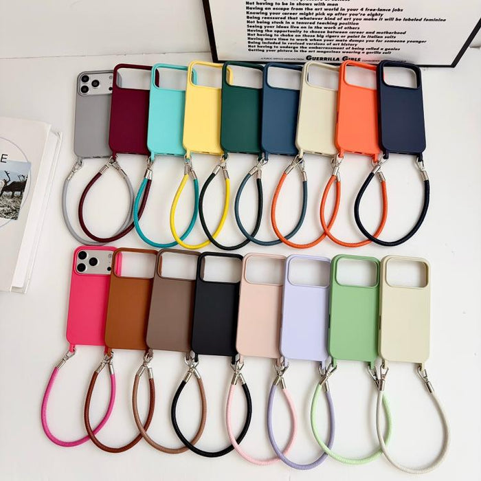 Funda de silicona a prueba de golpes con presillas integradas para cordón y cordón de mano de cuero., For iPhone 12, For iPhone 12 Pro Max, For iPhone 12 Pro, For iPhone 11