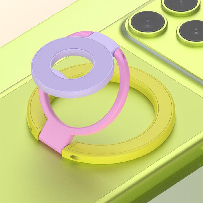 Soporte magnético para teléfono con hebilla de anillo y diseño tricolor de rotación de 360 grados