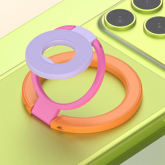Soporte magnético para teléfono con hebilla de anillo y diseño tricolor de rotación de 360 grados