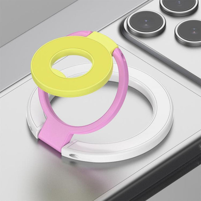 Soporte magnético para teléfono con hebilla de anillo y diseño tricolor de rotación de 360 grados