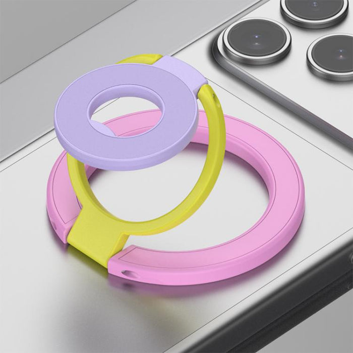 Soporte magnético para teléfono con hebilla de anillo y diseño tricolor de rotación de 360 grados