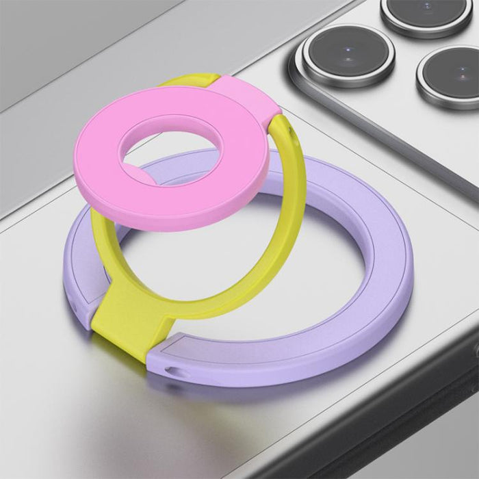 Soporte magnético para teléfono con hebilla de anillo y diseño tricolor de rotación de 360 grados