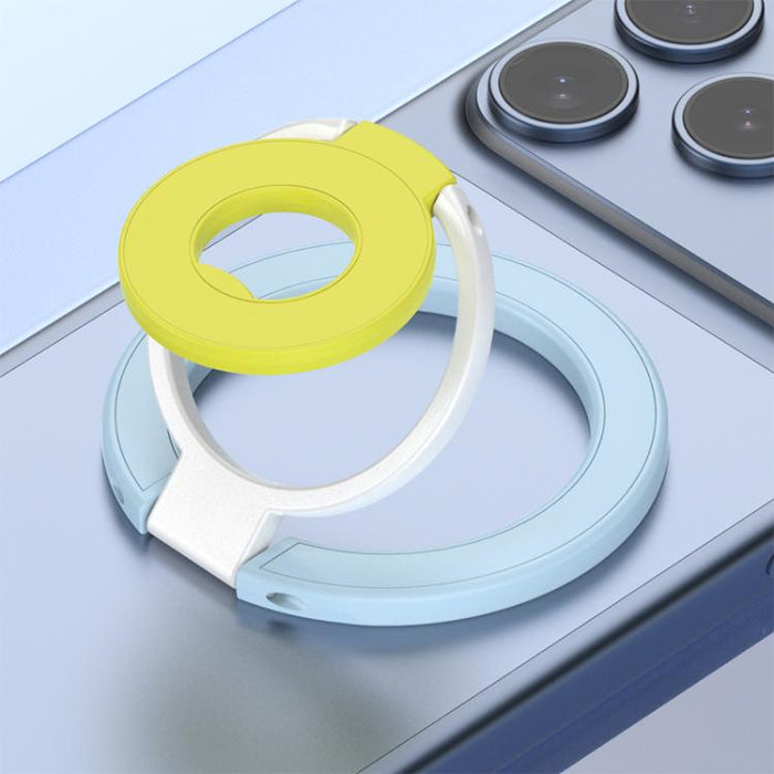 Soporte magnético para teléfono con hebilla de anillo y diseño tricolor de rotación de 360 grados