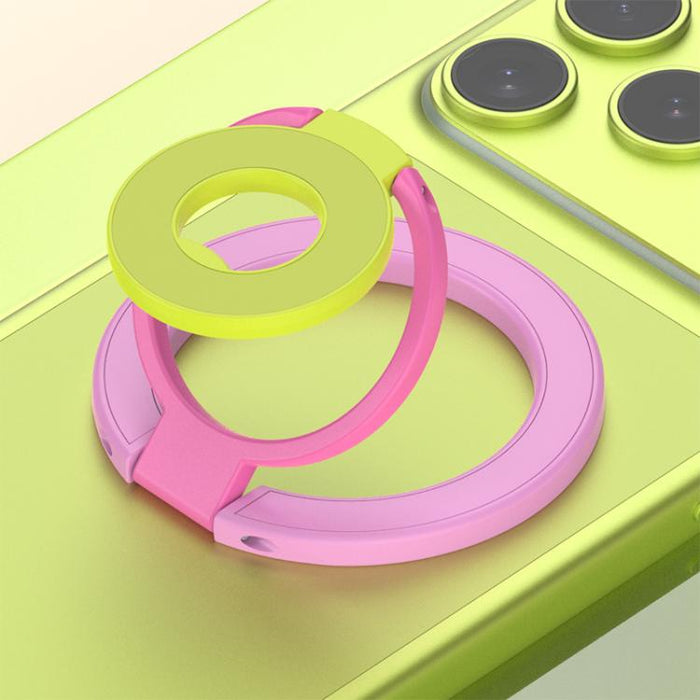 Soporte magnético para teléfono con hebilla de anillo y diseño tricolor de rotación de 360 grados